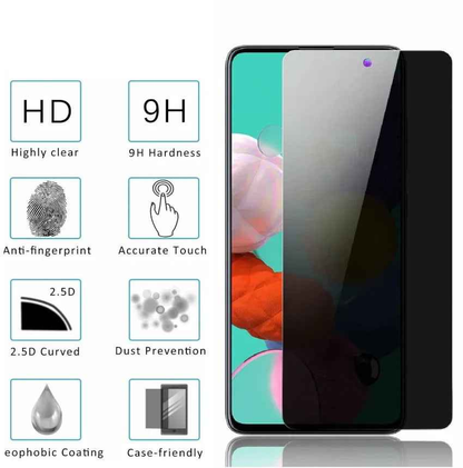 Samsung Galaxy S20 FE glass privacy screen protector by TechPlus, showing clear front view with privacy filter attached.