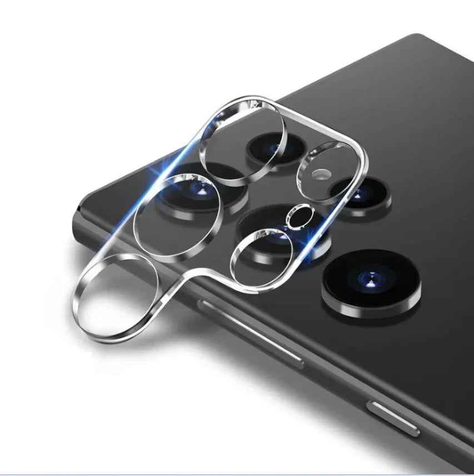 Samsung Galaxy S23 Ultra rear camera glass replacement lens cover by TechPlus, showing the new transparent camera lens protector.
