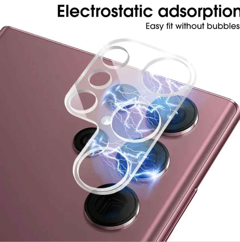 Samsung Galaxy S23 Ultra rear back camera glass replacement lens cover by TechPlus, showing the new protective camera glass.