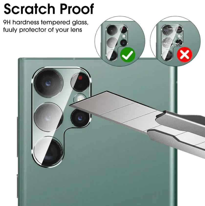 Techplus Samsung Galaxy S23 Ultra rear camera glass replacement lens cover showing the replacement back camera glass for the phone.