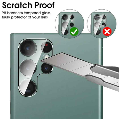 Techplus Samsung Galaxy S24 Ultra rear back camera glass replacement lens cover showing the new clear camera lens cover for rear camera protection.