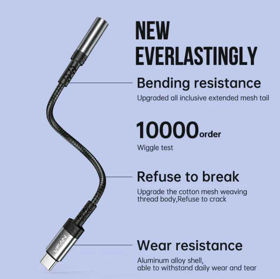 Techplus Type C to 3.5mm audio adapter connecting a smartphone to headphones, compact and lightweight design for versatile audio use.