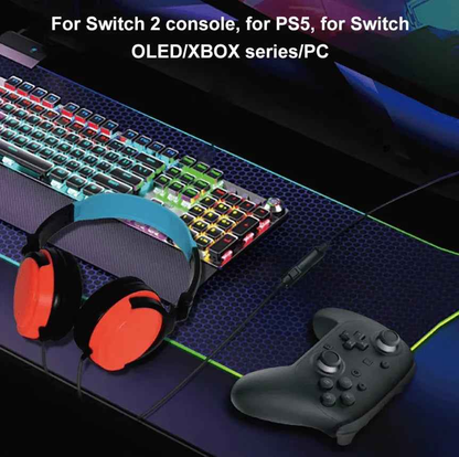 Techplus wired gaming headset with adjustable microphone and volume control, featuring cushioned ear cups and a sleek design.