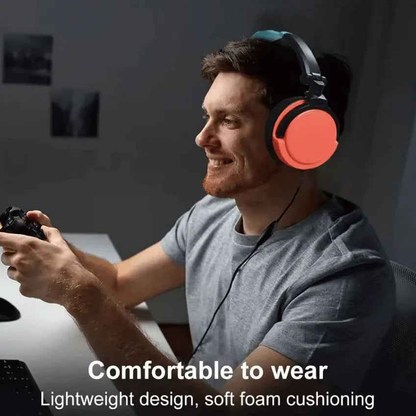 Techplus wired gaming headset with microphone and volume control, featuring comfortable ear cups and adjustable headband.