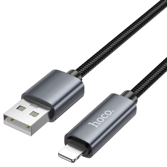 Techplus X112 USB to iPhone fast charging cable with LED display, 2.4A power output for quick charging and data transfer.