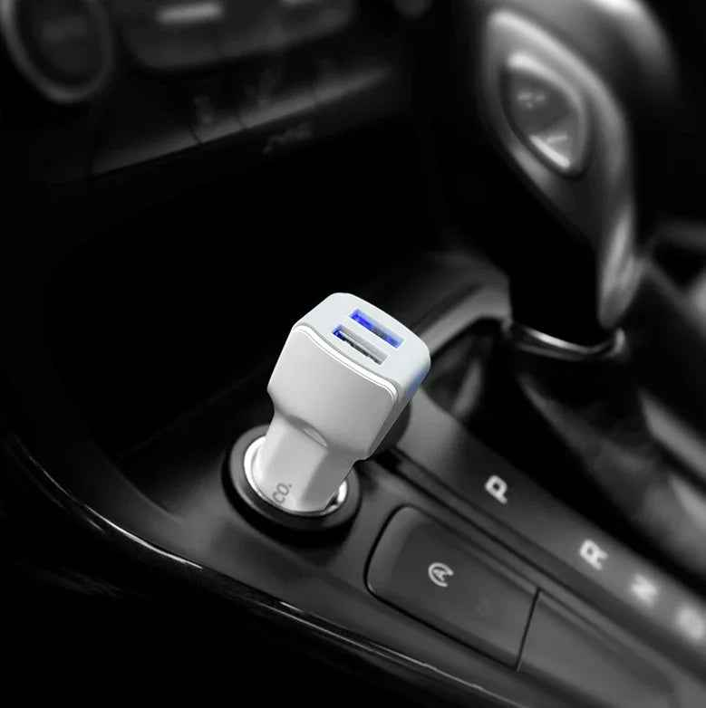 Techplus Z23 dual USB car charger with 2.4A fast charging, 12W in-car power adapter for smartphones and devices