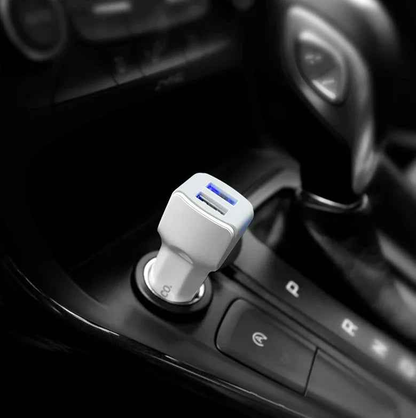Techplus Z23 dual USB car charger with 2.4A fast charging, 12W in-car power adapter for smartphones and devices
