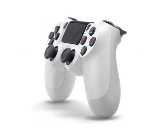 White TechPlus PS4 game controller with dual analog sticks and ergonomic design for comfortable gaming.