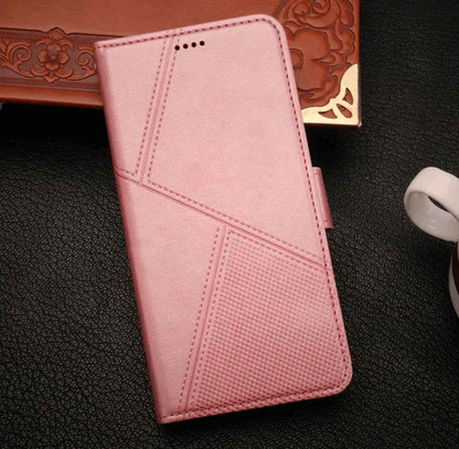 Black iPhone 14 Pro flip wallet case by techplus with cowhide dot pattern, offering stylish protection for mobile phones.