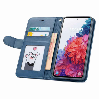 Techplus Samsung Galaxy S20 FE flip wallet case with cowhide dot pattern, designed for stylish protection of mobile phone.