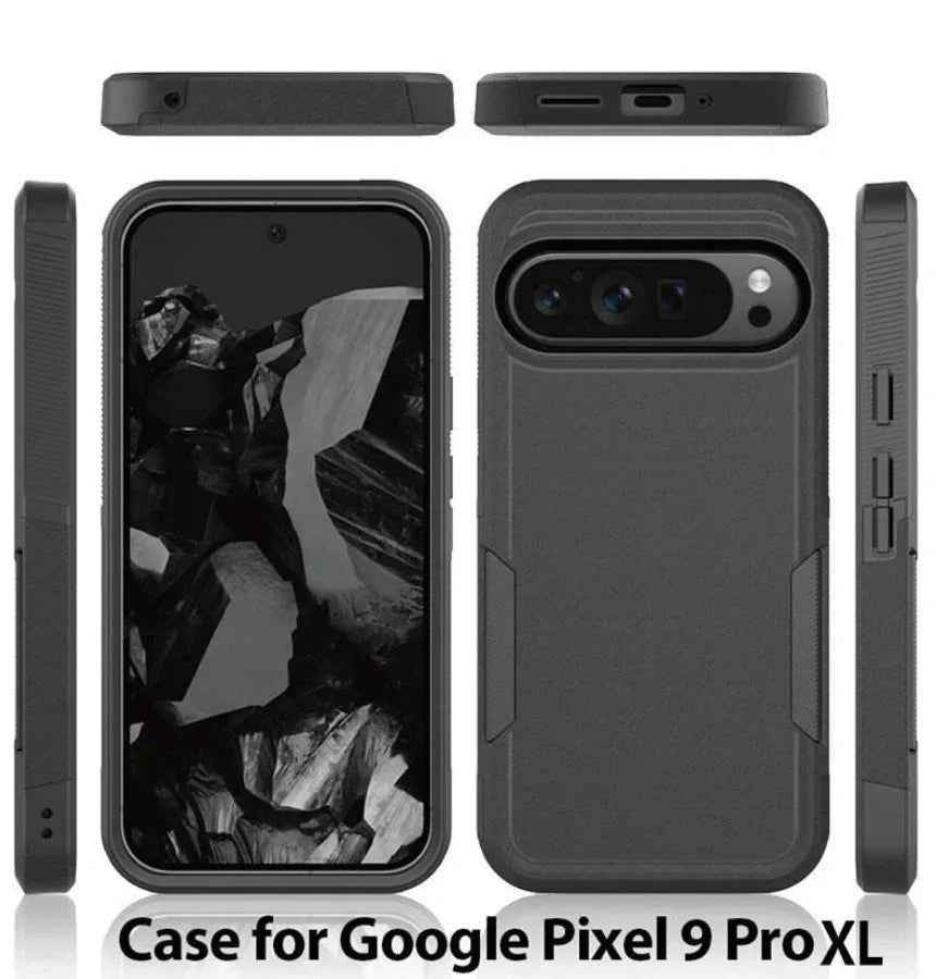 Techplus Google Pixel 9 Pro XL dual layer armor hard phone case showing rugged design and reinforced edges for protection