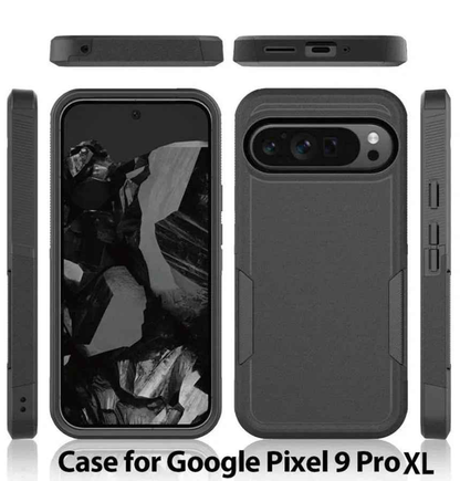 Techplus Google Pixel 9 Pro XL dual layer armor hard phone case showing rugged design and reinforced edges for protection