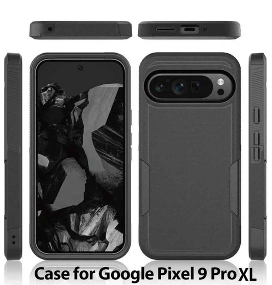 Techplus Google Pixel 9 Pro XL dual layer armor hard phone case showing rugged design and reinforced edges for protection