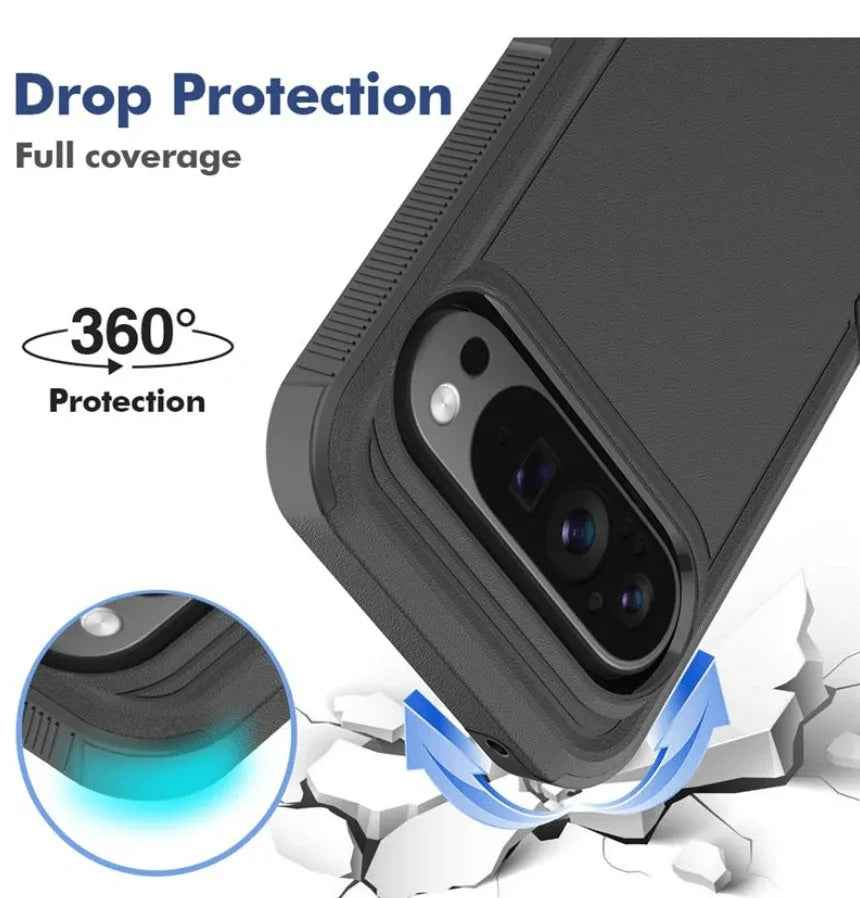 Techplus Google Pixel 9 Pro XL dual layer armor hard phone case showing rugged exterior and precise cutouts for buttons and camera.