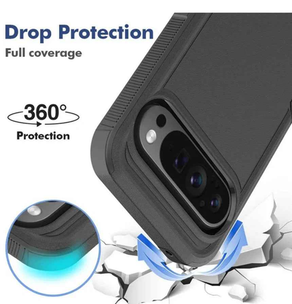 Techplus Google Pixel 9 Pro XL dual layer armor hard phone case showing rugged exterior and precise cutouts for buttons and camera.