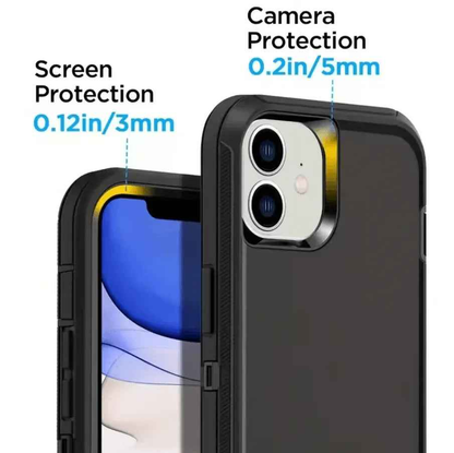 Techplus iPhone 11 triple-layer armor hard case showing durable black design with reinforced edges for enhanced protection.