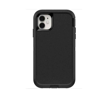 Techplus iPhone 12 heavy-duty shockproof mobile phone case showing reinforced edges and clear back design.