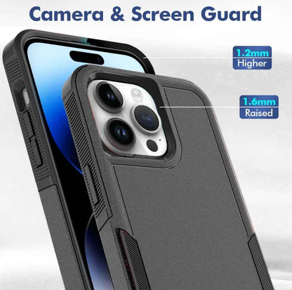 Techplus iPhone 12 Pro Max dual layer armor hard case showing reinforced edges and textured back for durable mobile phone protection.