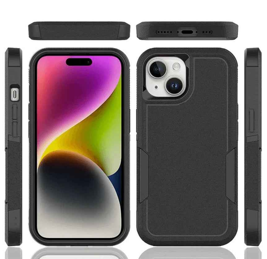 Techplus iPhone 13 Dual Layer Armor Hard Phone Case showing rugged design and reinforced edges for protection.