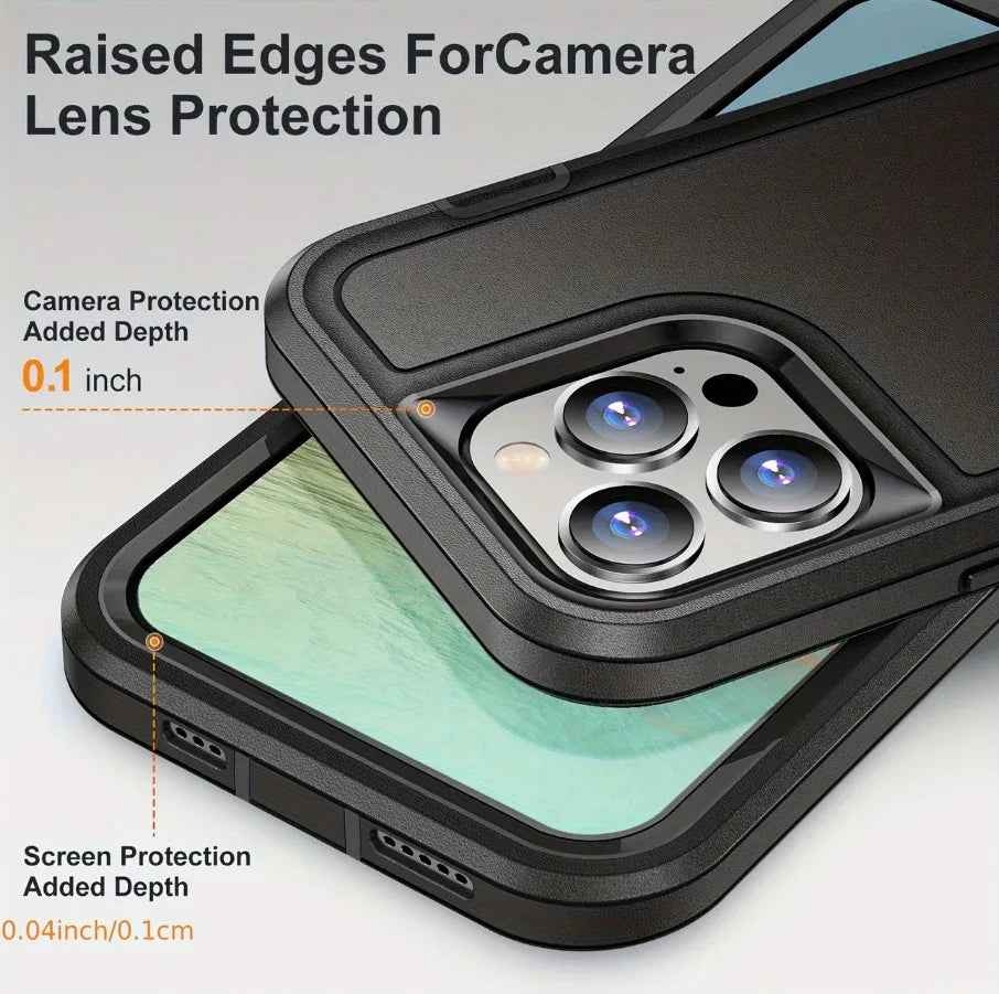 Techplus iPhone 16 Pro Max triple layer armor hard case with kickstand, providing durable protection and convenient viewing angle.
