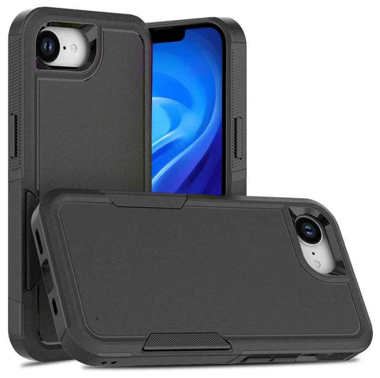 Techplus iPhone 16e dual layer armor hard case showing a rugged protective mobile phone case with textured surface.