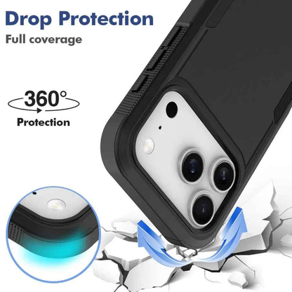 Techplus iPhone 17 Pro dual layer armor hard case with reinforced edges and textured back for durable mobile phone protection.