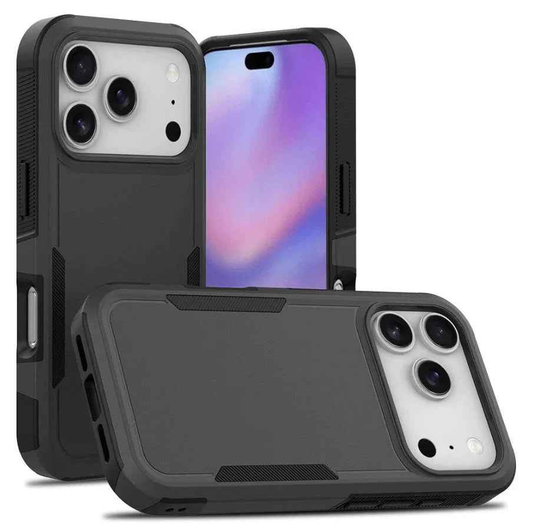 Techplus iPhone 17 Pro Max dual-layer armor hard case showing rugged design and protective features for mobile phones.