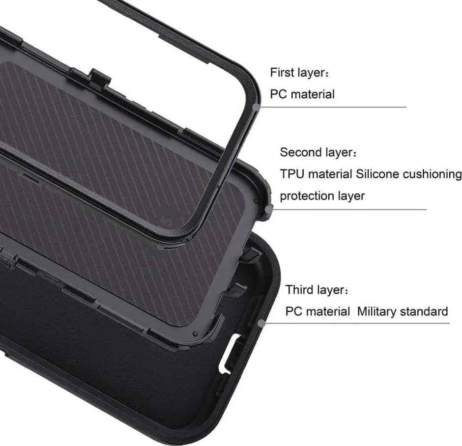 Techplus iPhone 17 Pro triple layer armor hard case showing rugged design and textured surface for enhanced protection.