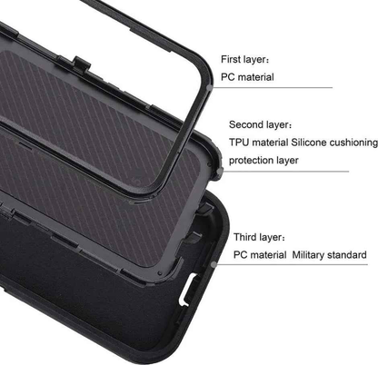 Techplus iPhone 17 Pro triple layer armor hard case showing rugged design and textured surface for enhanced protection.