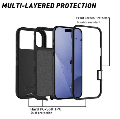 Techplus iPhone 17 Pro triple-layer armor hard case showing rugged design and textured surface for enhanced protection.