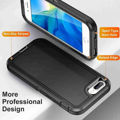 Techplus iPhone 7 Plus triple layer armor hard case showing durable black and gray protective design with textured surface.