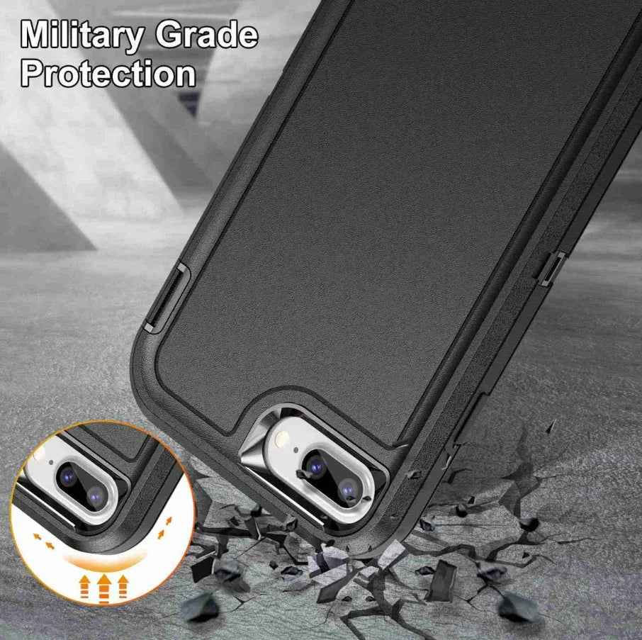Techplus iPhone 7 Plus triple layer armor hard case showing rugged, durable design with reinforced edges and textured surface.