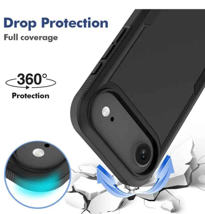 TechPlus iPhone Air Dual Layer Armor Hard Case showing rugged black and blue protective mobile phone case for iPhone.