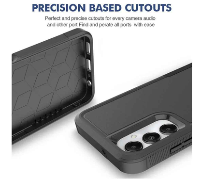 Black Samsung Galaxy A05 dual-layer armor hard case by techplus, offering durable protection for mobile phones.