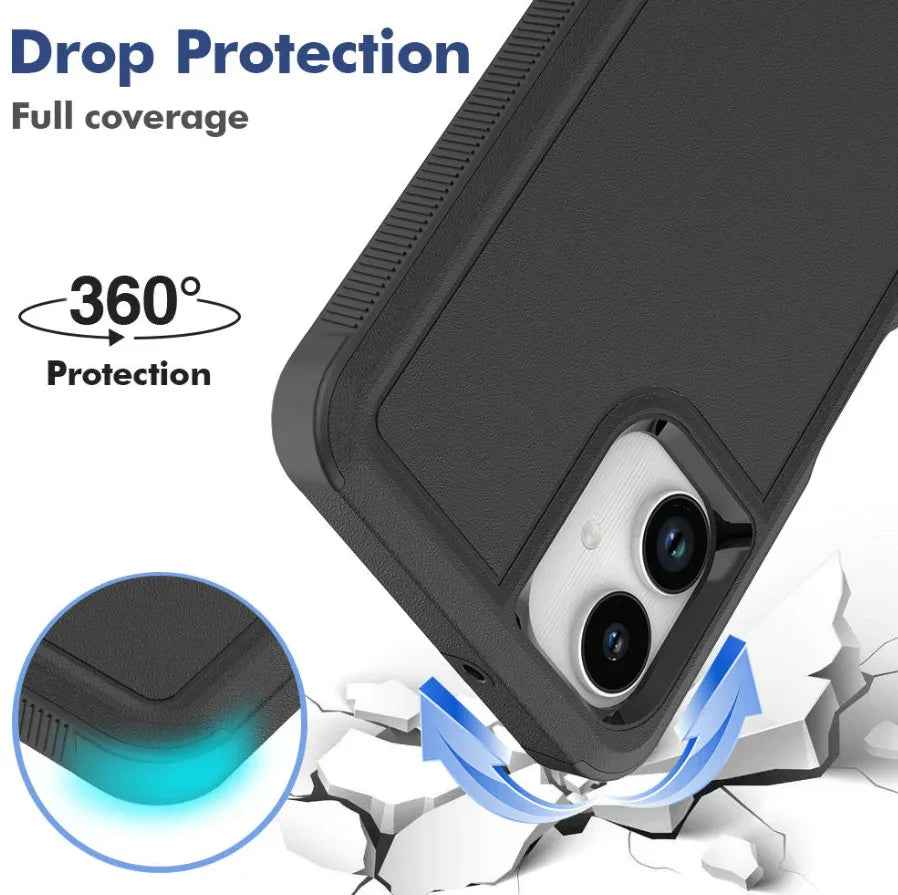 Samsung Galaxy A06 4G black dual-layer armor hard case by techplus, providing rugged protection for mobile phones.