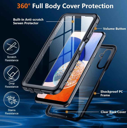 Techplus waterproof protective phone case for Samsung Galaxy A14 4G/5G in red pepper color with full coverage and durability.