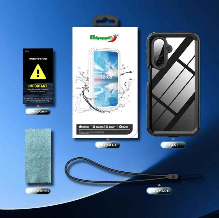 Techplus Samsung Galaxy A17 5G waterproof mobile phone case in red pepper color with full body protection.