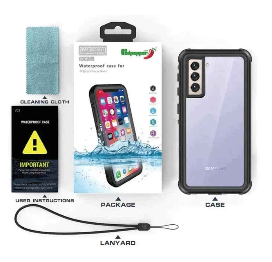 Techplus Samsung Galaxy A26 5G waterproof mobile phone case in red pepper color, provides full protection and durability.