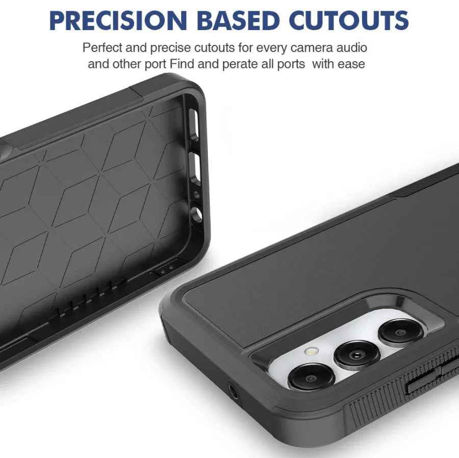 Samsung Galaxy S20 FE dual-layer armor hard case in black by techplus, offering durable protection for mobile phones.