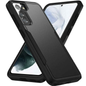 Black Samsung Galaxy S21 FE dual layer armor hard case by techplus, providing durable protection for your mobile phone.