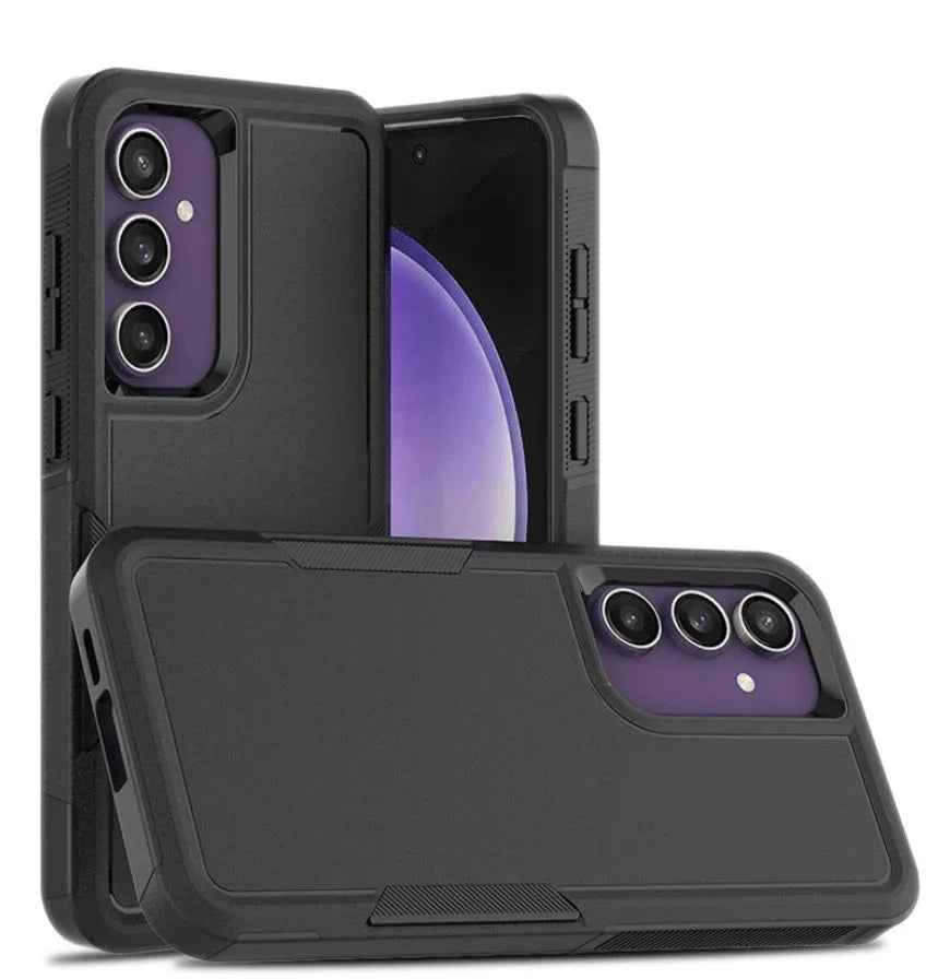 Techplus Samsung Galaxy S24 dual-layer armor hard case protects the phone with rugged design and shock-absorbing features.