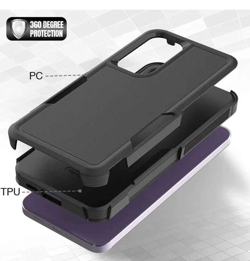 Techplus Samsung Galaxy S24 dual-layer armor hard phone case showing rugged design and secure fit for mobile protection.