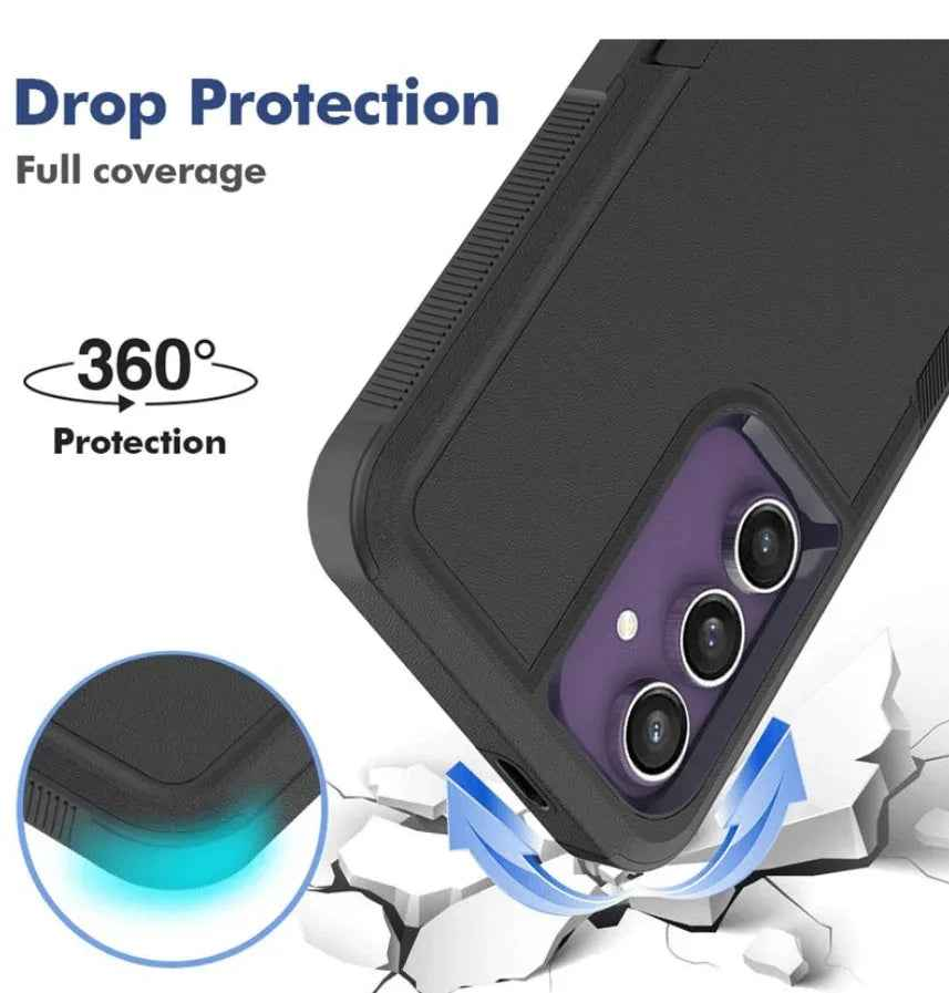 Techplus Samsung Galaxy S24 dual layer armor hard case protecting the mobile phone with rugged, durable design.