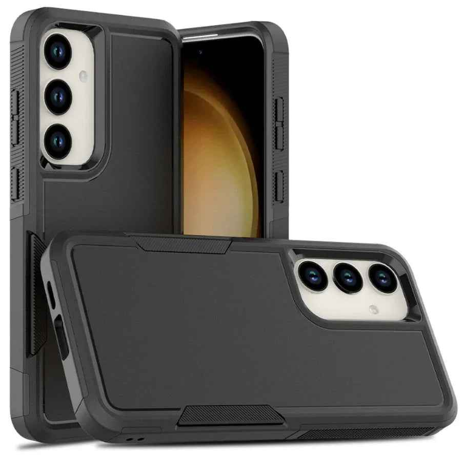 Techplus Samsung Galaxy S24 Plus dual layer armor hard phone case with rugged design and reinforced edges for protection.