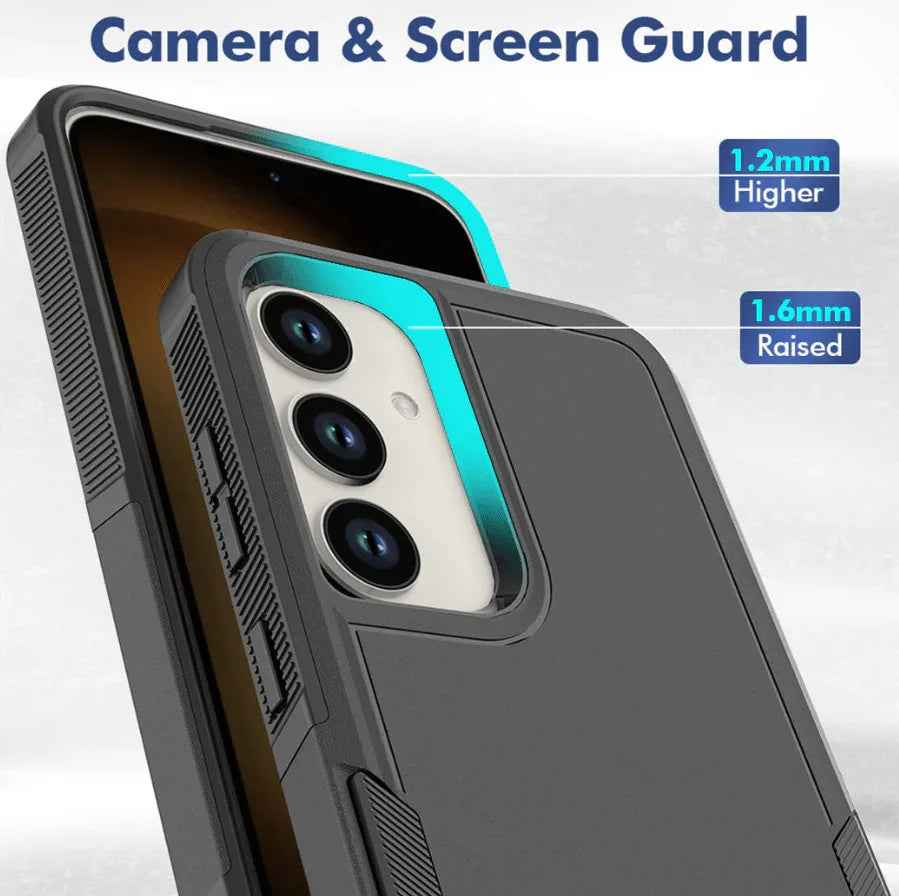 TechPlus Samsung Galaxy S24 Plus dual-layer armor hard case protecting the phone with a rugged, durable design.