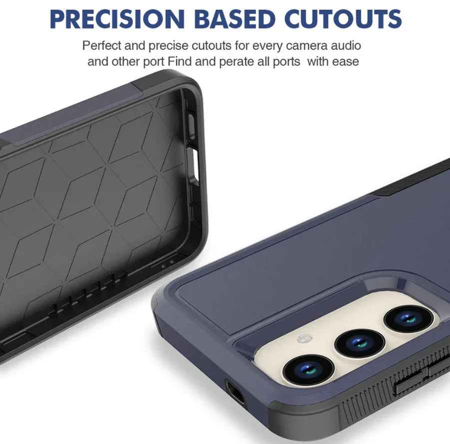 Techplus Samsung Galaxy S24 Plus dual-layer armor hard case protecting the phone with rugged, durable design.