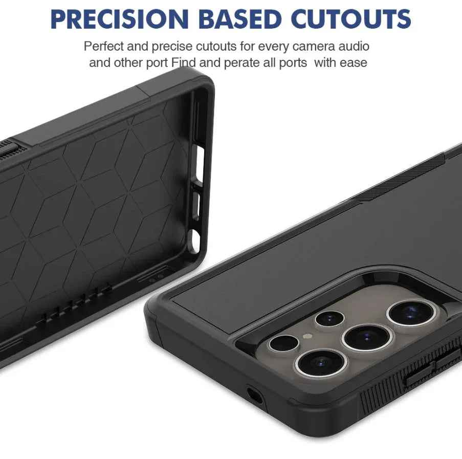 Techplus Samsung Galaxy S24 Ultra dual-layer armor hard case providing rugged protection for mobile phones.