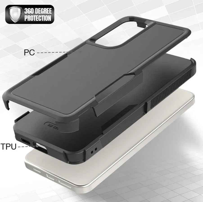 Samsung Galaxy S25 dual layer armor hard case by TechPlus, durable protective mobile phone case with rugged design.