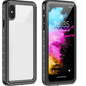 Techplus iPhone X waterproof case in red with full protective cover, designed to safeguard the mobile phone from water and impact.