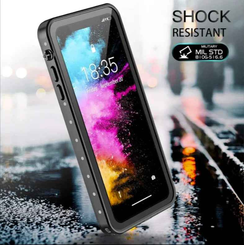 Techplus iPhone XS waterproof case in red pepper color, full protective cover for mobile phones with durable, waterproof design.